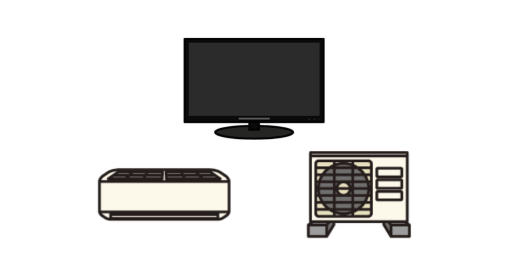 不用品回収の対象となる液晶テレビとエアコンのイラスト（単品回収プラン）