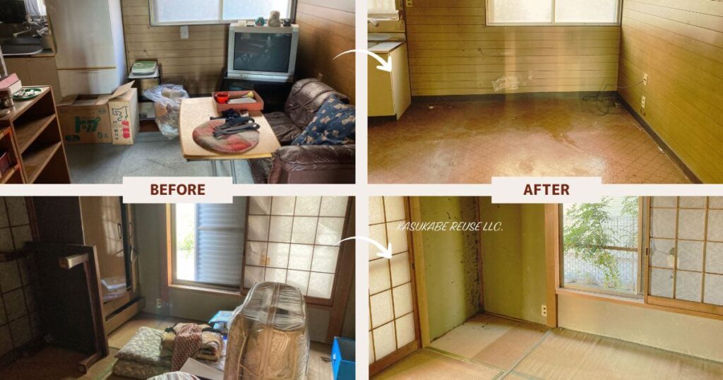 埼玉県春日部市豊春駅周辺での遺品整理および不動産売却前に伴う家財全撤去の作業風景（春日部リユース）