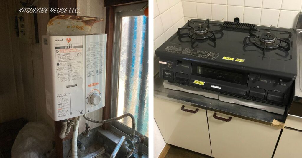 退去時に残されがちな壁掛け・据置型の屋内設備やガスコンロの不用品回収作業例|春日部リユース合同会社